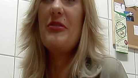 Blonde cutie's big tits gets her caress