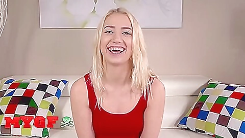 Blonde cutie with huge tits fucked